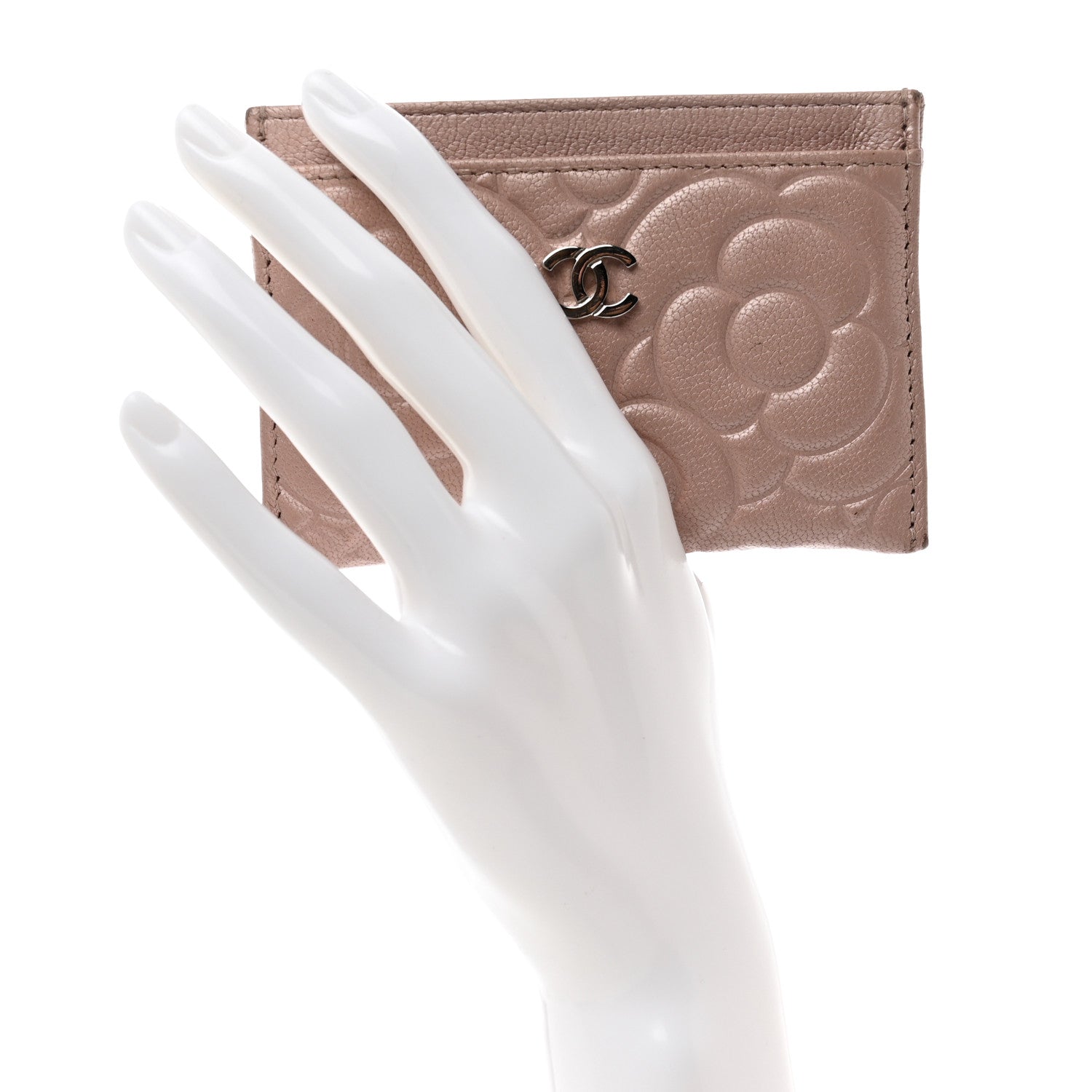 Chanel Goatskin Camellia Embossed Card Holder Light Pink 2 of 8