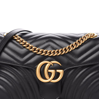 Gucci Calfskin Matelasse Small GG Marmont Shoulder Bag Black 11 of 12