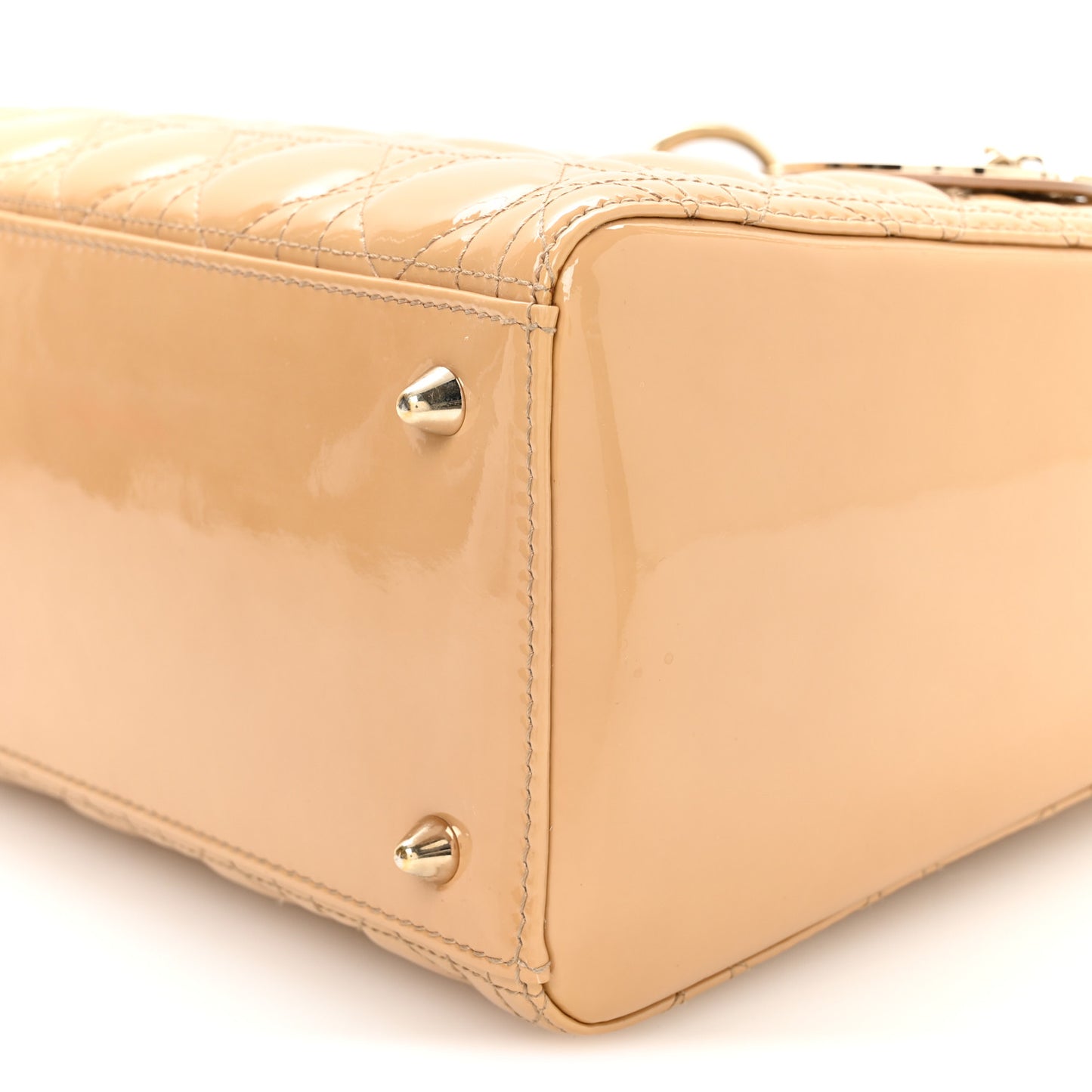 Patent Cannage Medium Lady Dior Beige