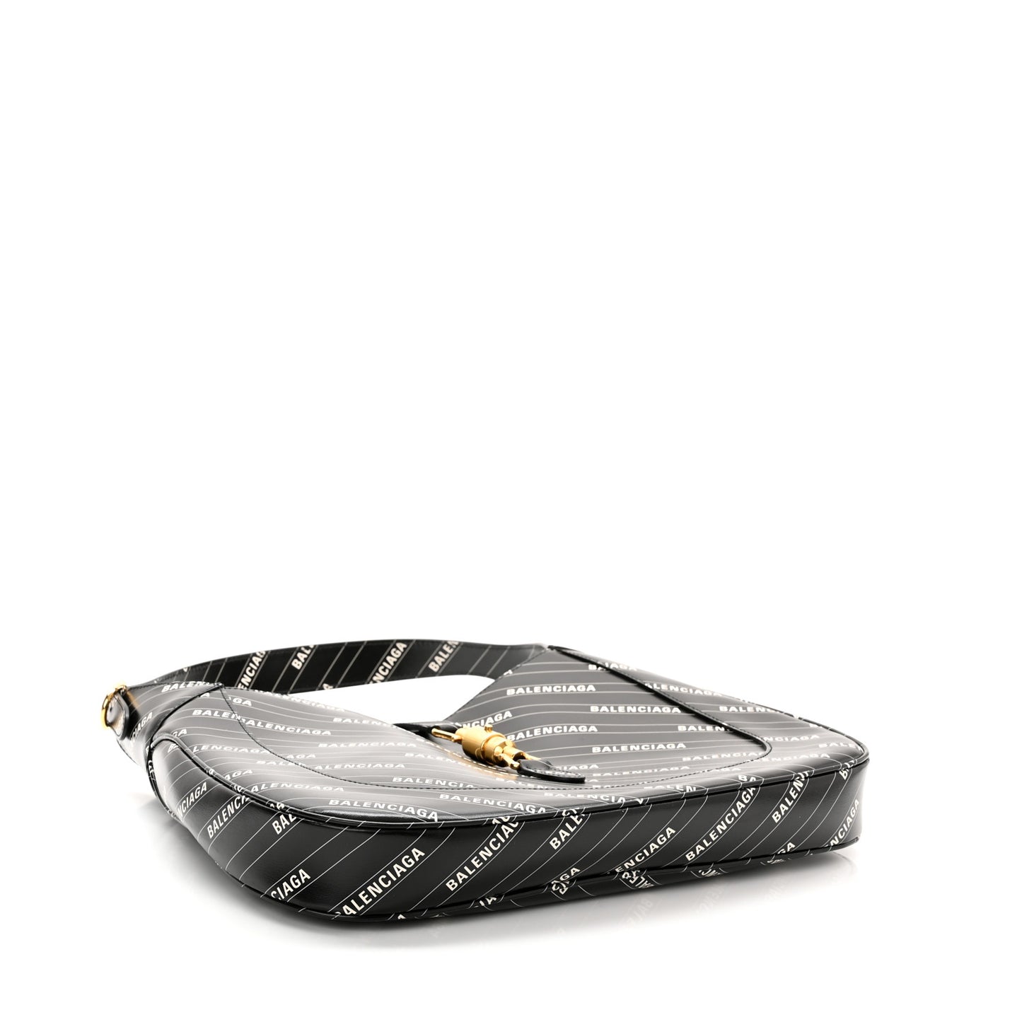 X BALENCIAGA Calfskin Logo Print Medium Jackie 1961 Hobo Black