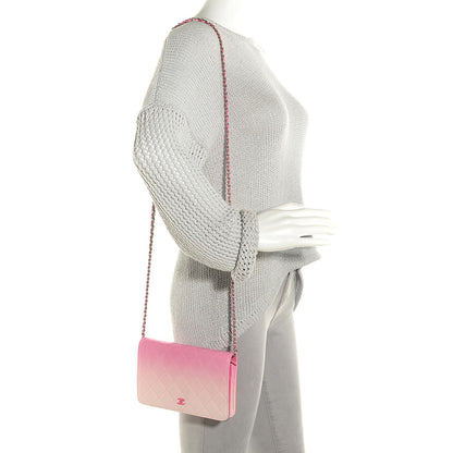 Chanel Faded Lambskin Quilted Zephyr Wallet on Chain WOC Dark Pink 2 of 8