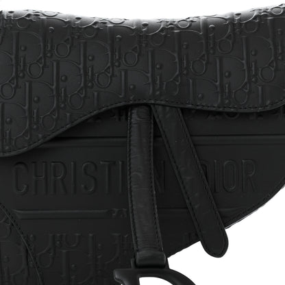 Christian Dior Calfskin Embossed Oblique Saddle Bag Black 8 of 10