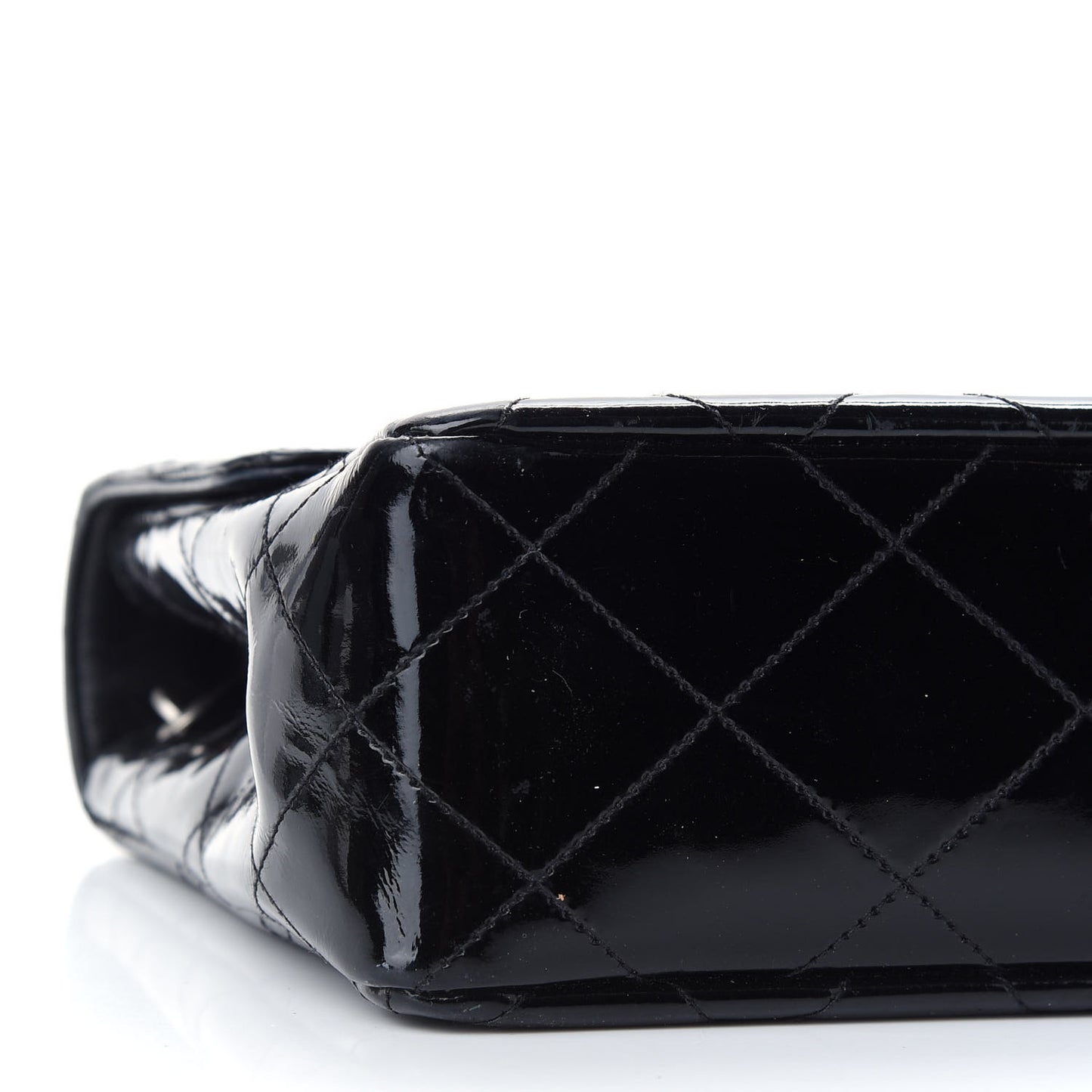 Patent Quilted Medium Single Flap Bag Black