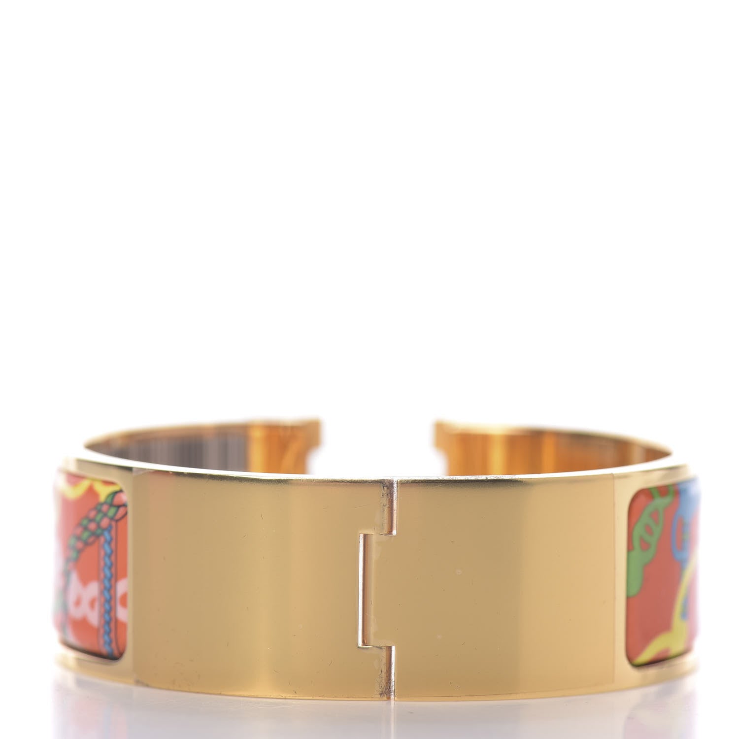 Hermes Enamel Printed Panoplie Equestre Wide Clic Clac H Bracelet PM Tropique 3 of 5