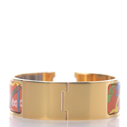 Hermes Enamel Printed Panoplie Equestre Wide Clic Clac H Bracelet PM Tropique 3 of 5