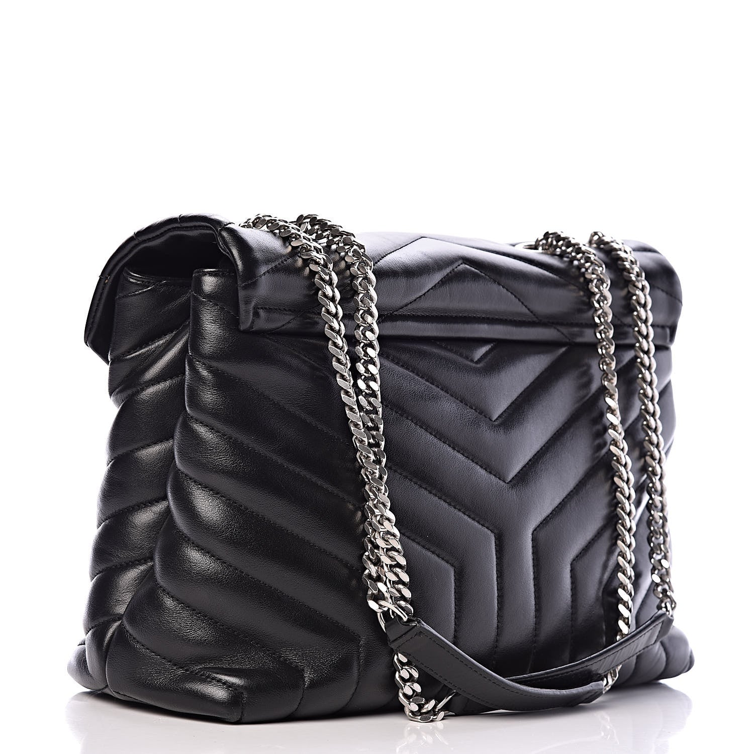 Saint Laurent Calfskin Y Quilted Monogram Medium Loulou Chain Satchel Black 3 of 10