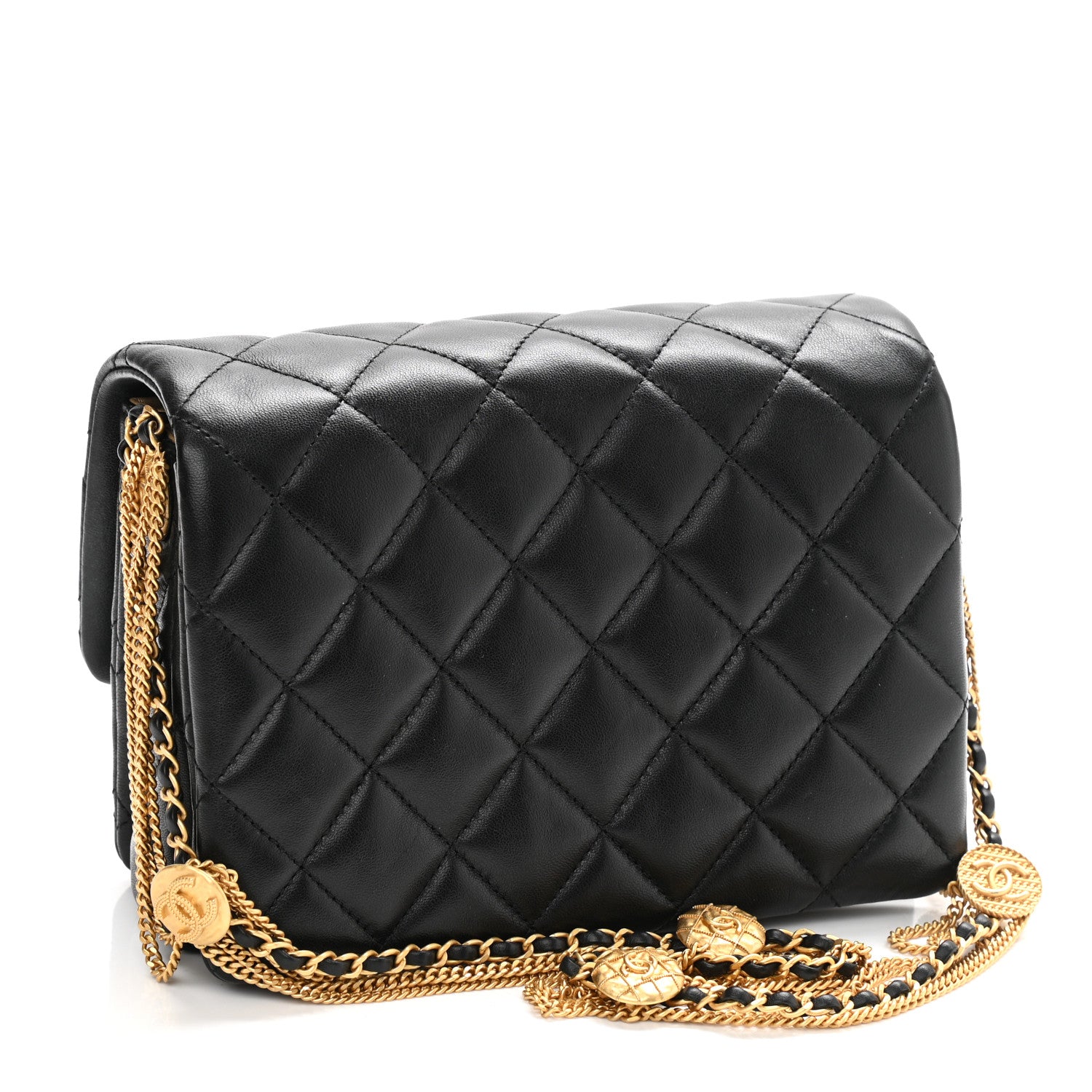Chanel Lambskin Quilted Mini Medallion Multi Chain Flap Black 2 of 9