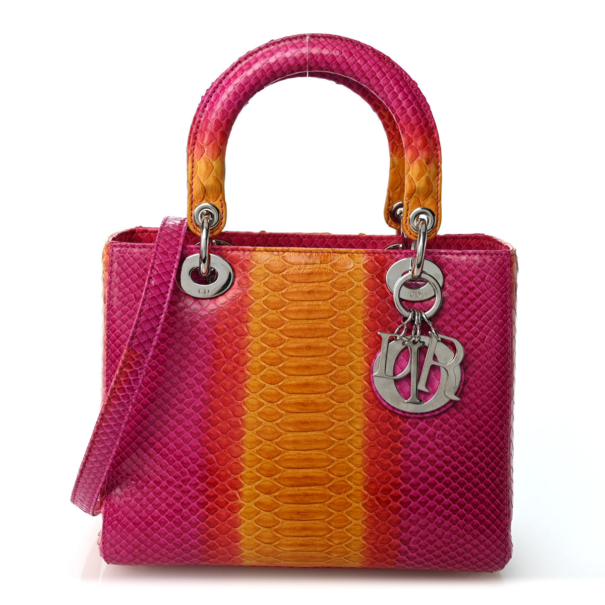 Christian Dior Snakeskin Medium Lady Dior Pink Orange 1 of 12