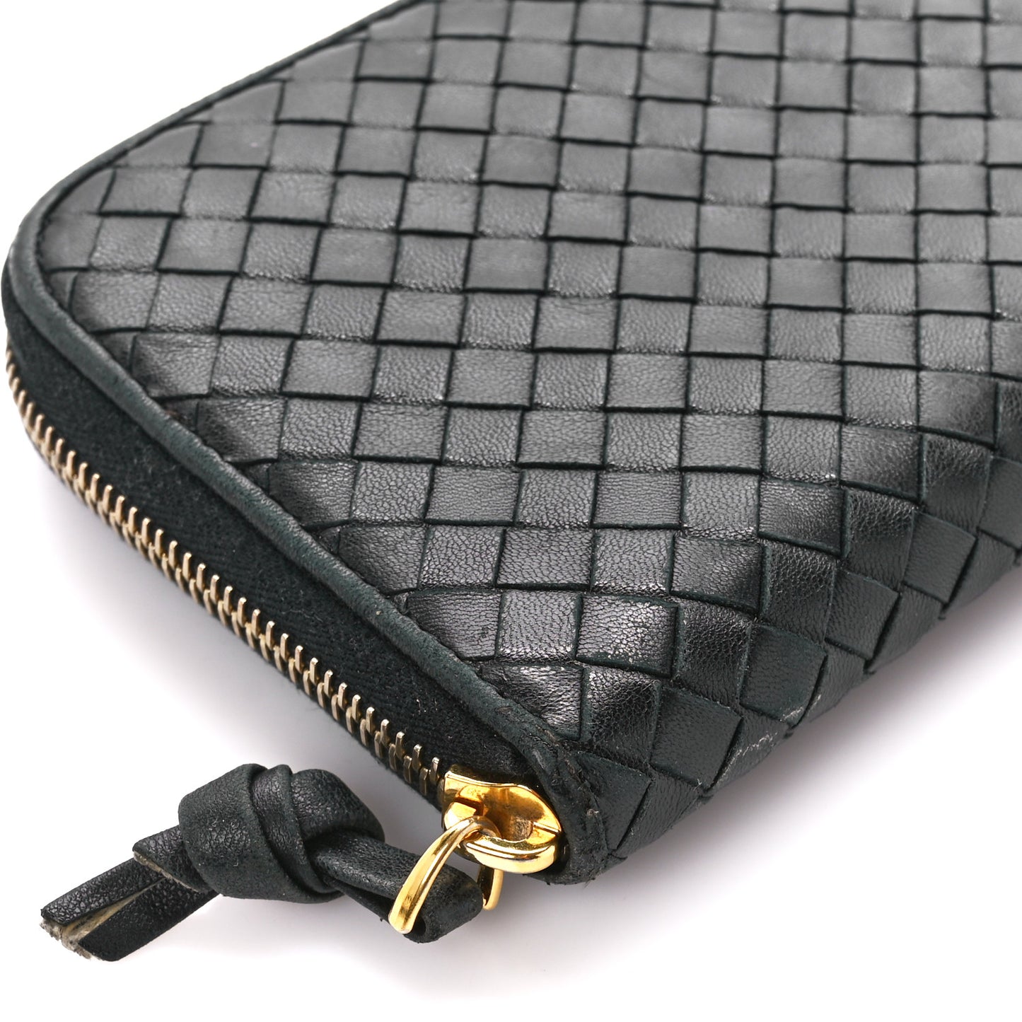 Nappa Intrecciato Zip Around Wallet Black