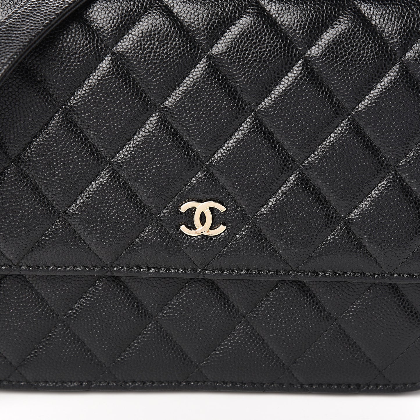 Caviar Quilted Square Wallet On Chain WOC Black