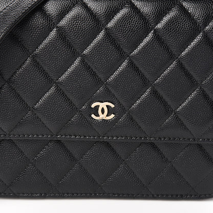 Chanel Caviar Quilted Square Wallet On Chain WOC Black 10 of 11