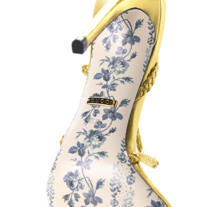 Gucci Metallic Nappa Braided Haines High Heel Sandals 38 Gold 6 of 8