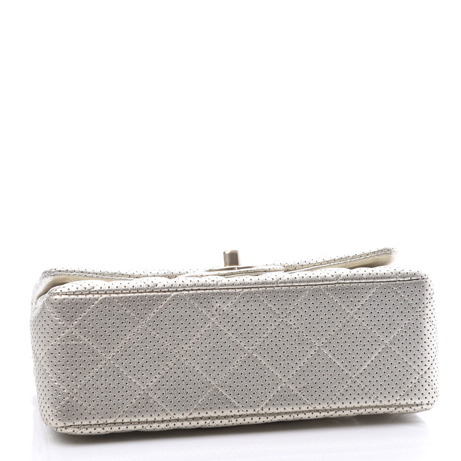Chanel Metallic Lambskin Perforated Mini Rectangular Flap Light Gold 3 of 9