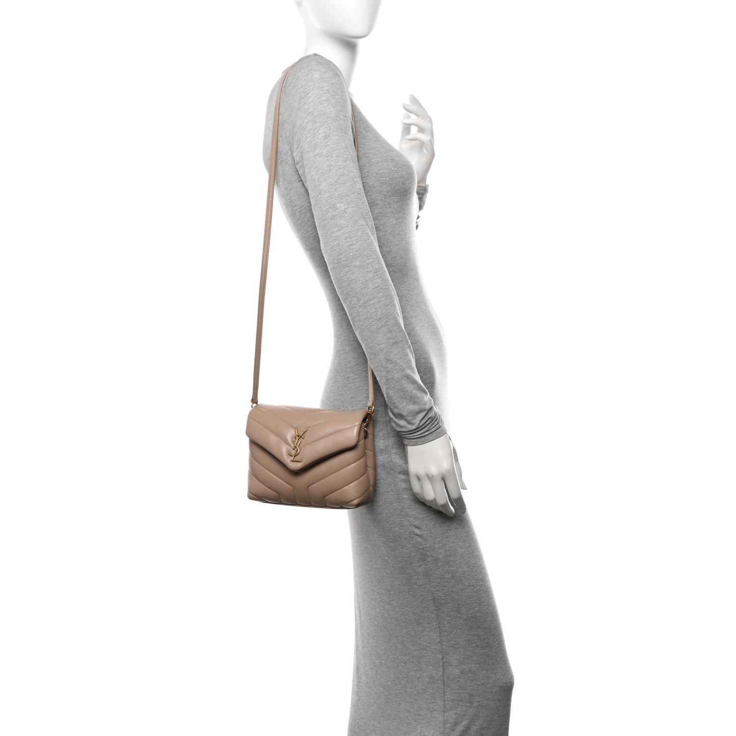Calfskin Y Quilted Monogram Toy Loulou Crossbody Bag Dark Beige