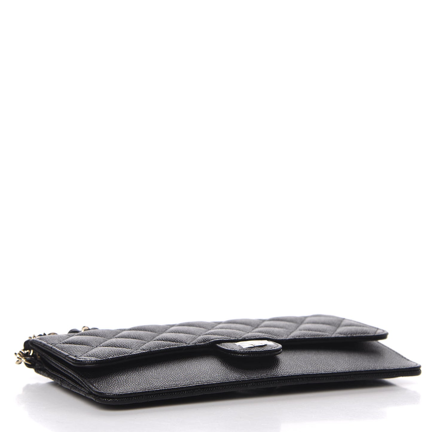 Caviar Quilted Classic Pouch With Handle Black