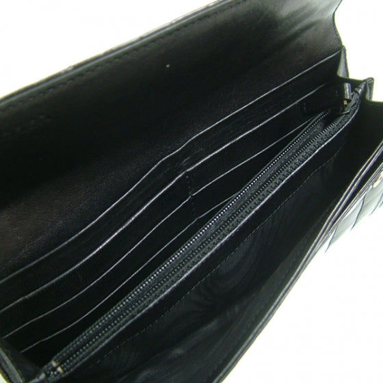 Crocodile Embossed Flap Wallet Black