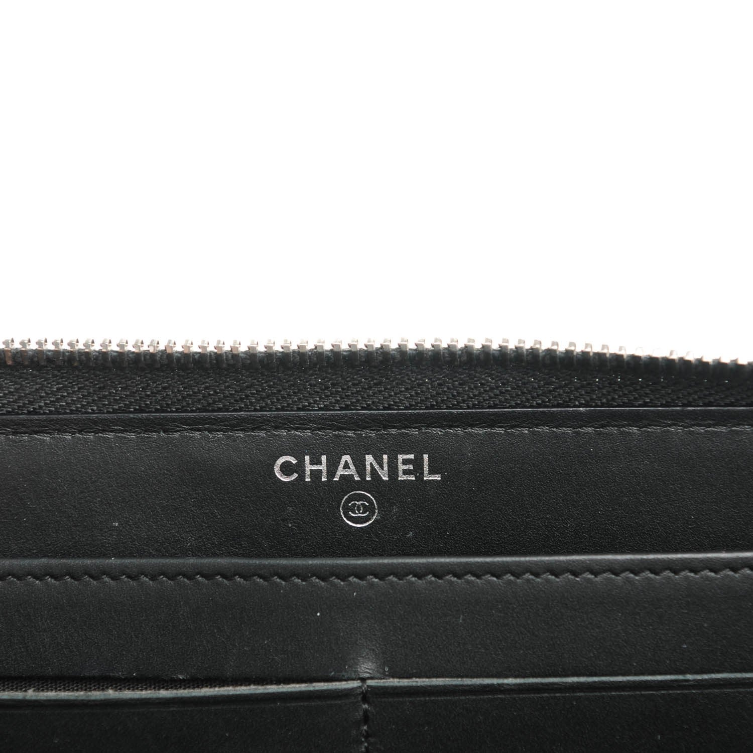 Chanel Glazed Calfskin Coco Boy Large Gusset Zip Around Wallet Black 6 of 8
