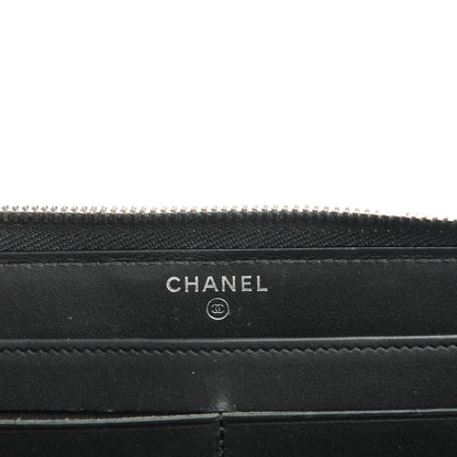 Chanel Glazed Calfskin Coco Boy Large Gusset Zip Around Wallet Black 6 of 8