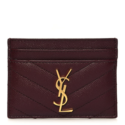 Saint Laurent Grain De Poudre Matelasse Chevron Cassandre Credit Card Case Rouge Legion 1 of 11