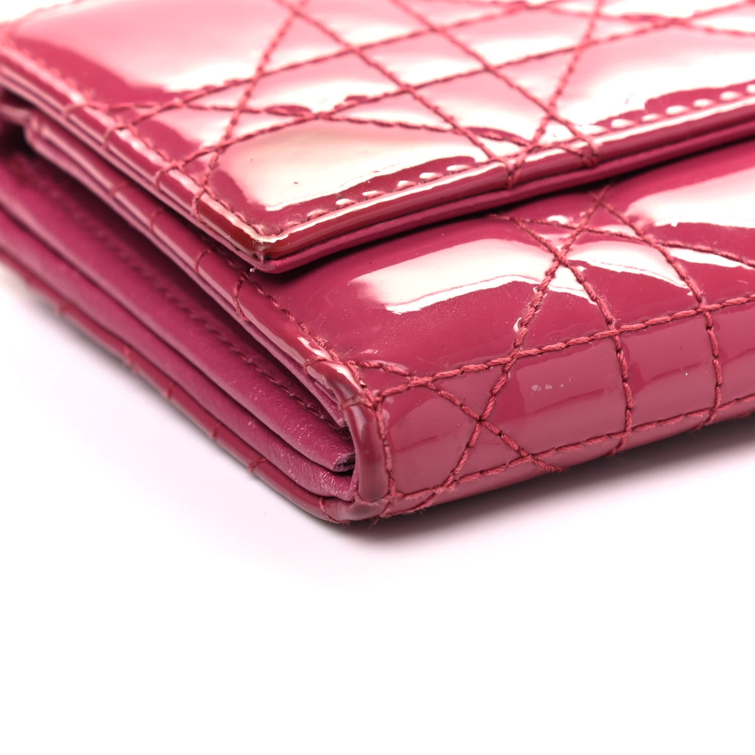 Christian Dior Patent Cannage Rendezvous Wallet Pink 8 of 12