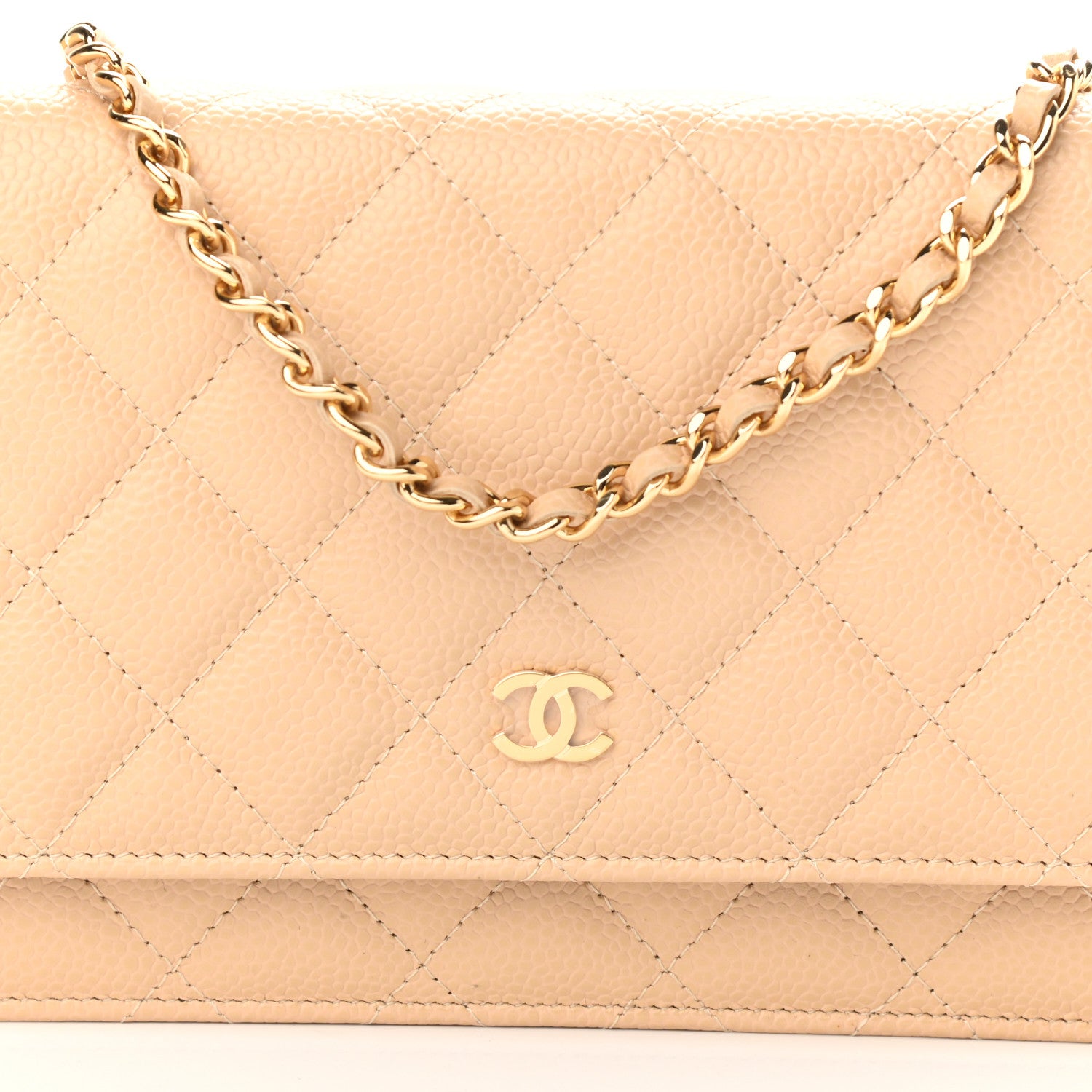 Chanel Caviar Quilted Wallet On Chain WOC Beige 8 of 11