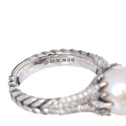 David Yurman Sterling Silver Diamond Pearl Starburst Ring 52 6 5 of 5