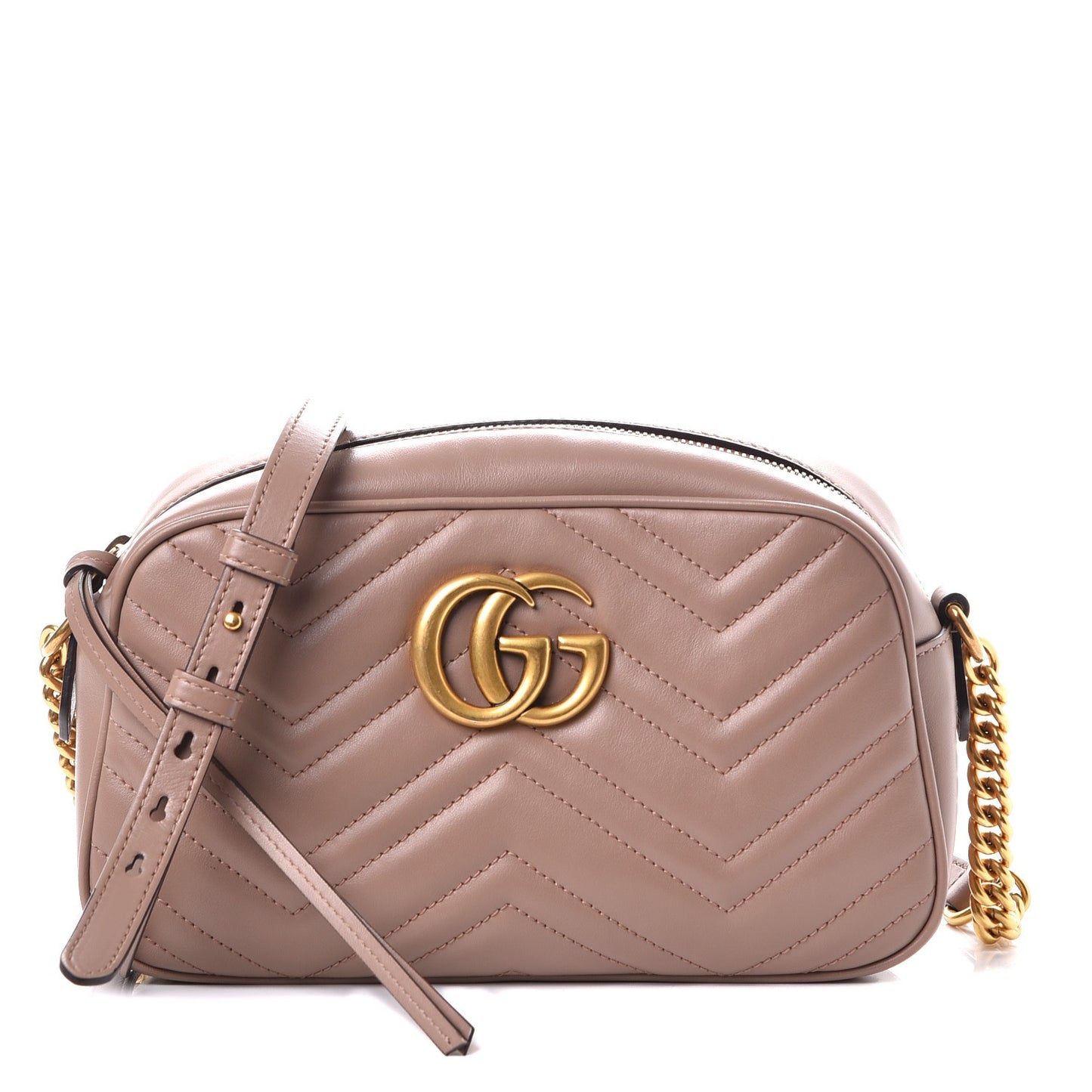 Calfskin Matelasse Small GG Marmont Chain Shoulder Bag Taupe