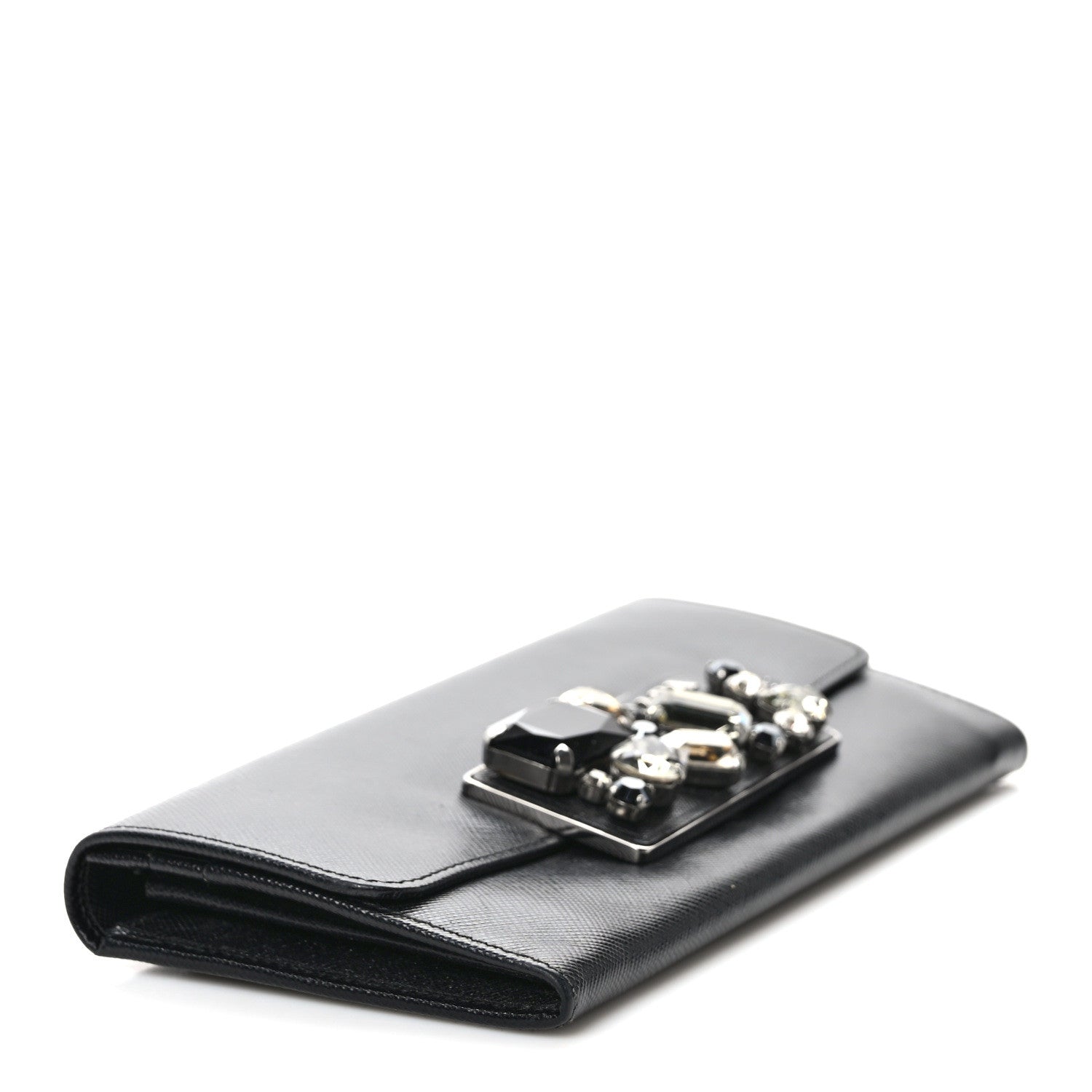 Prada Saffiano Stones Continental Wallet Black 3 of 7