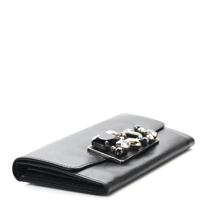 Prada Saffiano Stones Continental Wallet Black 3 of 7