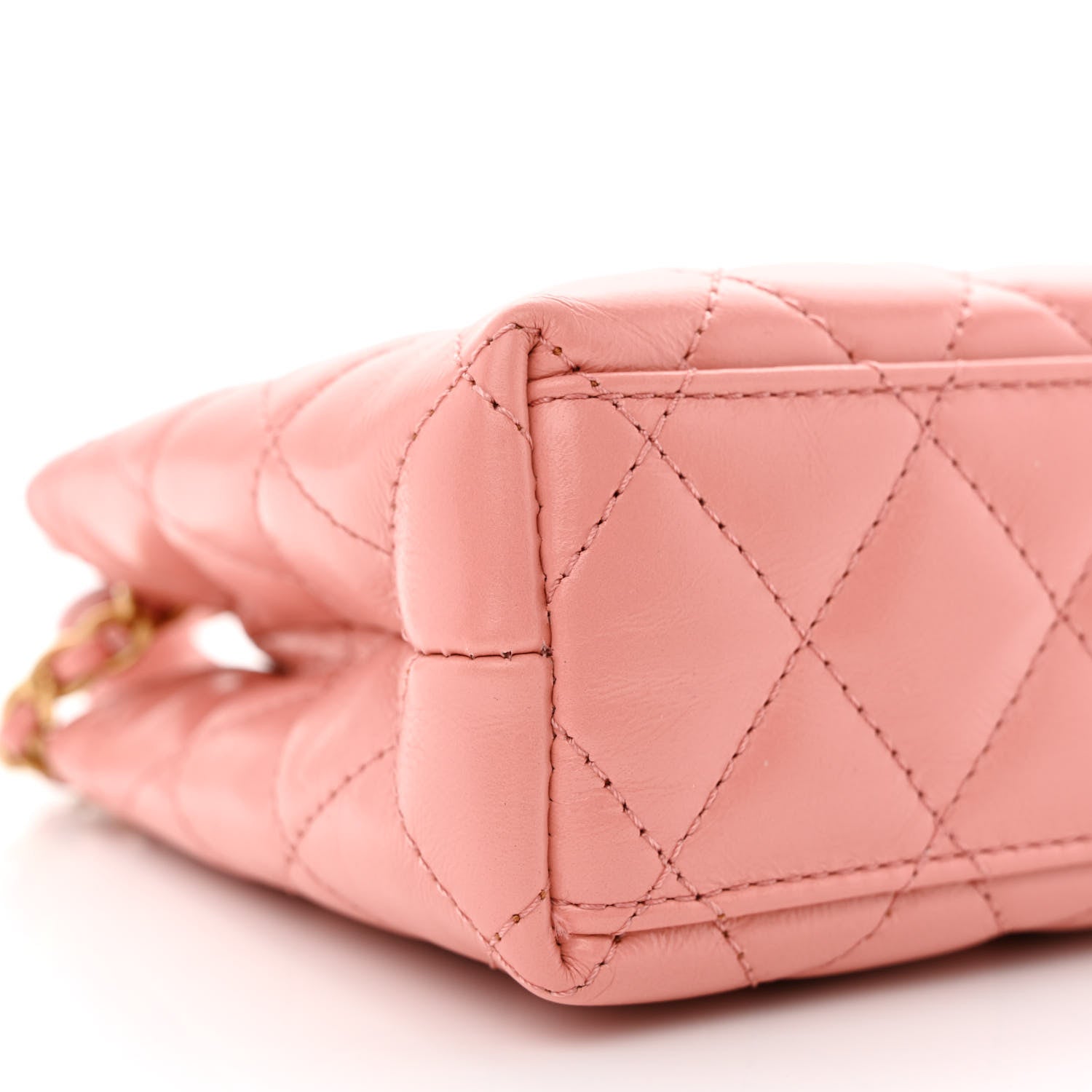 Chanel Shiny Aged Calfskin Quilted Nano Kelly Shopper Coral Pink 9 of 11