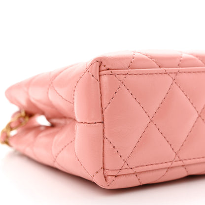 Chanel Shiny Aged Calfskin Quilted Nano Kelly Shopper Coral Pink 9 of 11