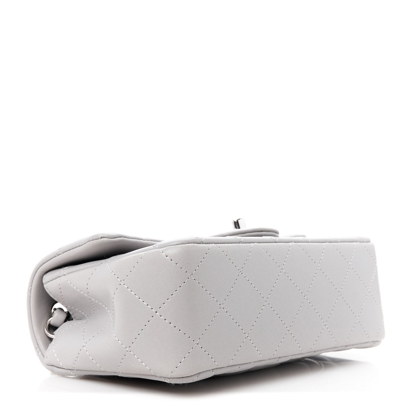 Lambskin Quilted Mini Rectangular Flap Grey