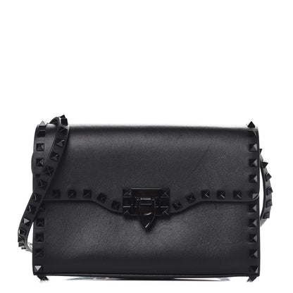 Valentino Garavani Vitello Monochrome Medium Rockstud Flip Lock Crossbody Bag Black 1 of 7