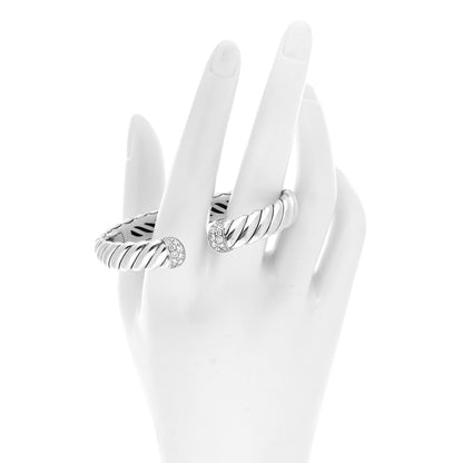 David Yurman Sterling Silver Diamond 10mm Sculpted Cable Cuff Bracelet 2 of 4