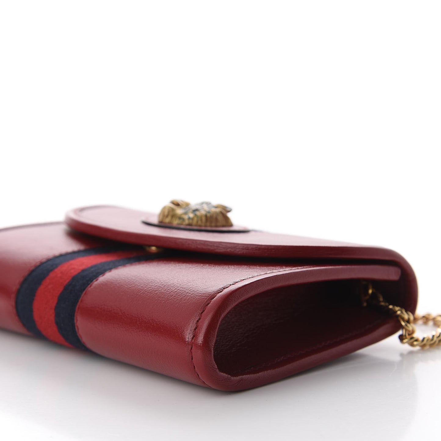 Textured Calfskin Web Mini Rajah Slim Flap Shoulder Bag Romantic Cherry