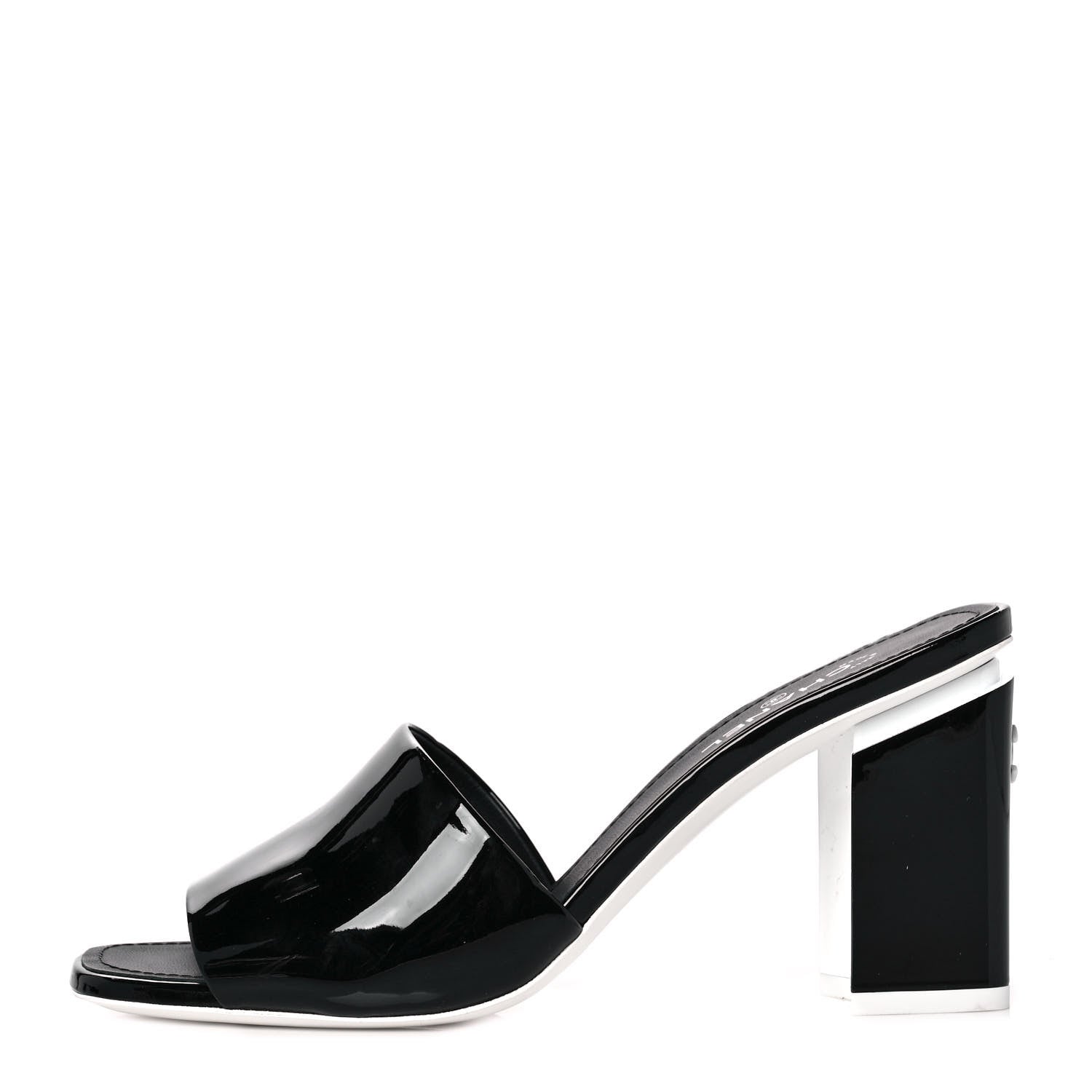 Chanel Patent CC Mules 37 Black White 1 of 9