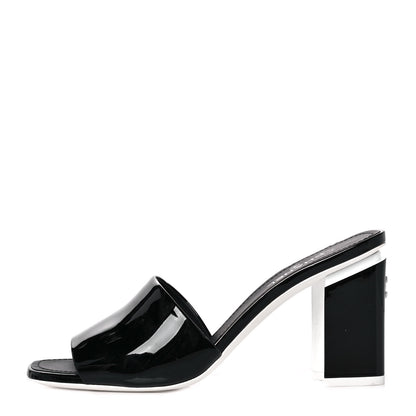 Chanel Patent CC Mules 37 Black White 1 of 9