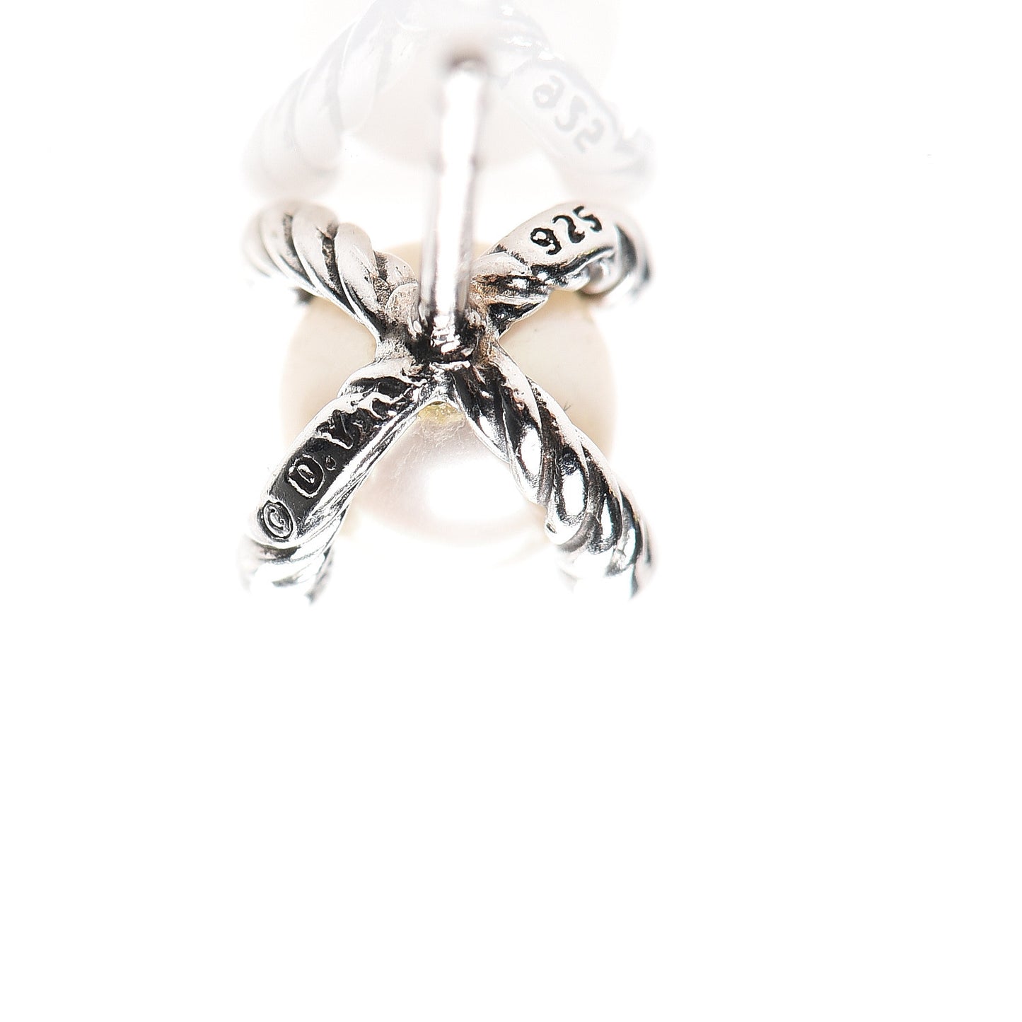 Sterling Silver Diamond Pearl 7mm Earrings