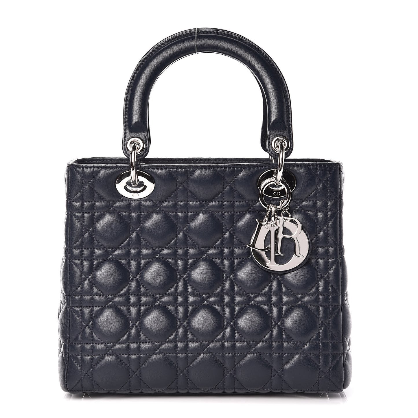 Lambskin Cannage Medium Lady Dior Navy Blue