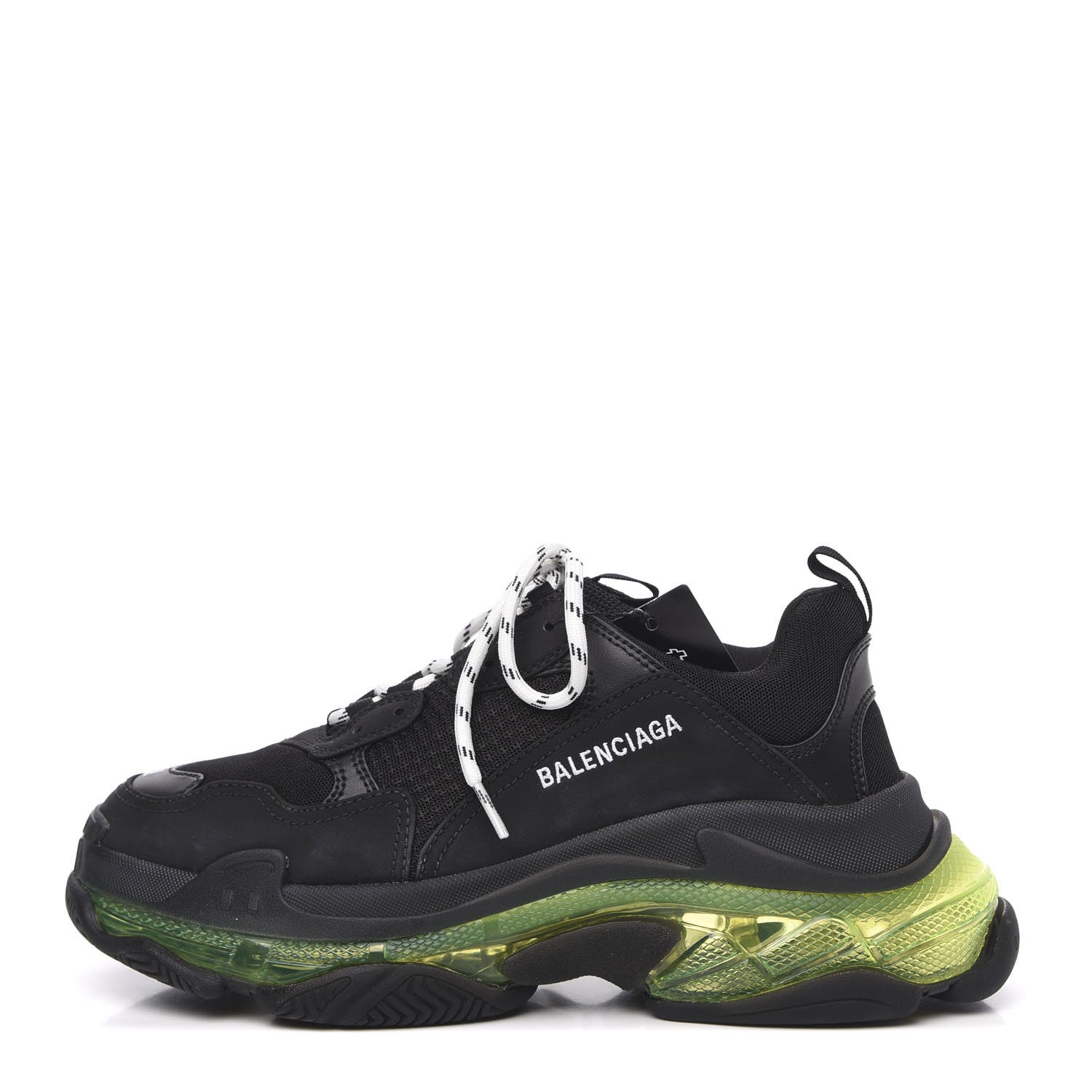 Balenciaga Fabric Mesh Clear Sole Mens Triple S Sneakers 42 Black Yellow Fluo 1 of 7