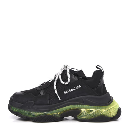 Balenciaga Fabric Mesh Clear Sole Mens Triple S Sneakers 42 Black Yellow Fluo 1 of 7