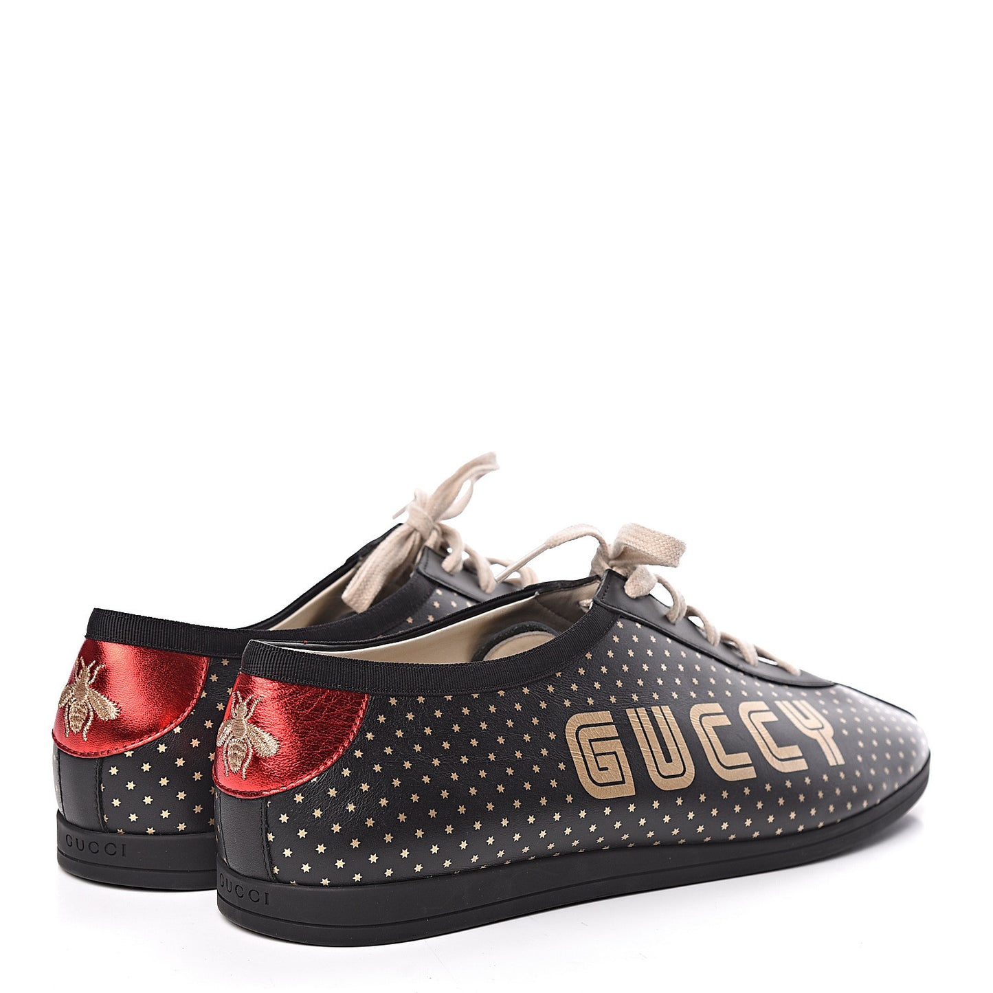 X SEGA Calfskin GUCCY Stars Mens Falacer Sneakers 12 Black