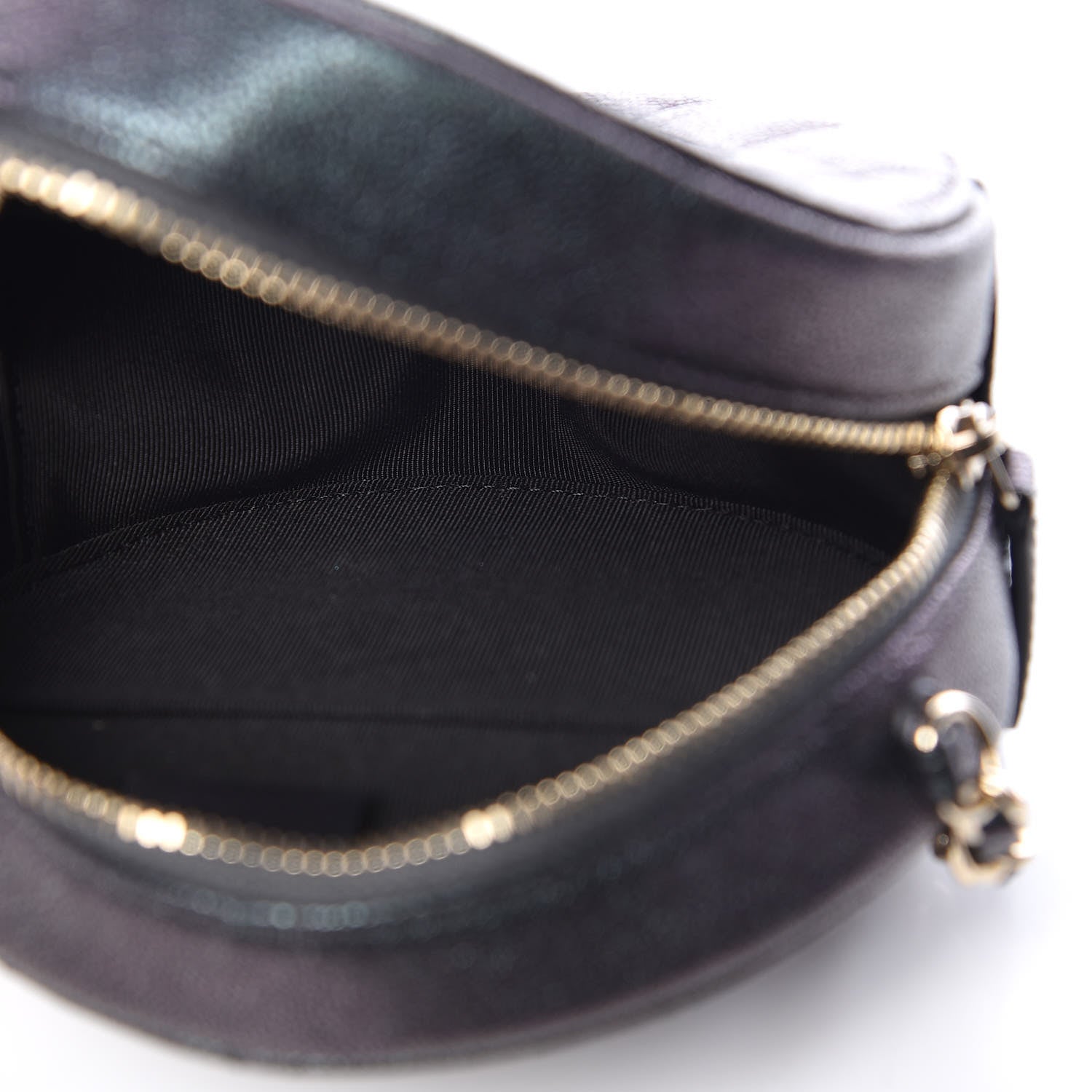 Chanel Iridescent Caviar Quilted Round Clutch With Chain Black 7 of 10