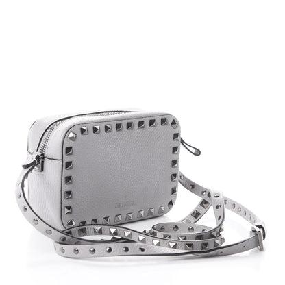 Valentino Garavani Grained Calfskin Small Rockstud Flap Pocket Camera Crossbody Bag Pastel Grey 2 of 8