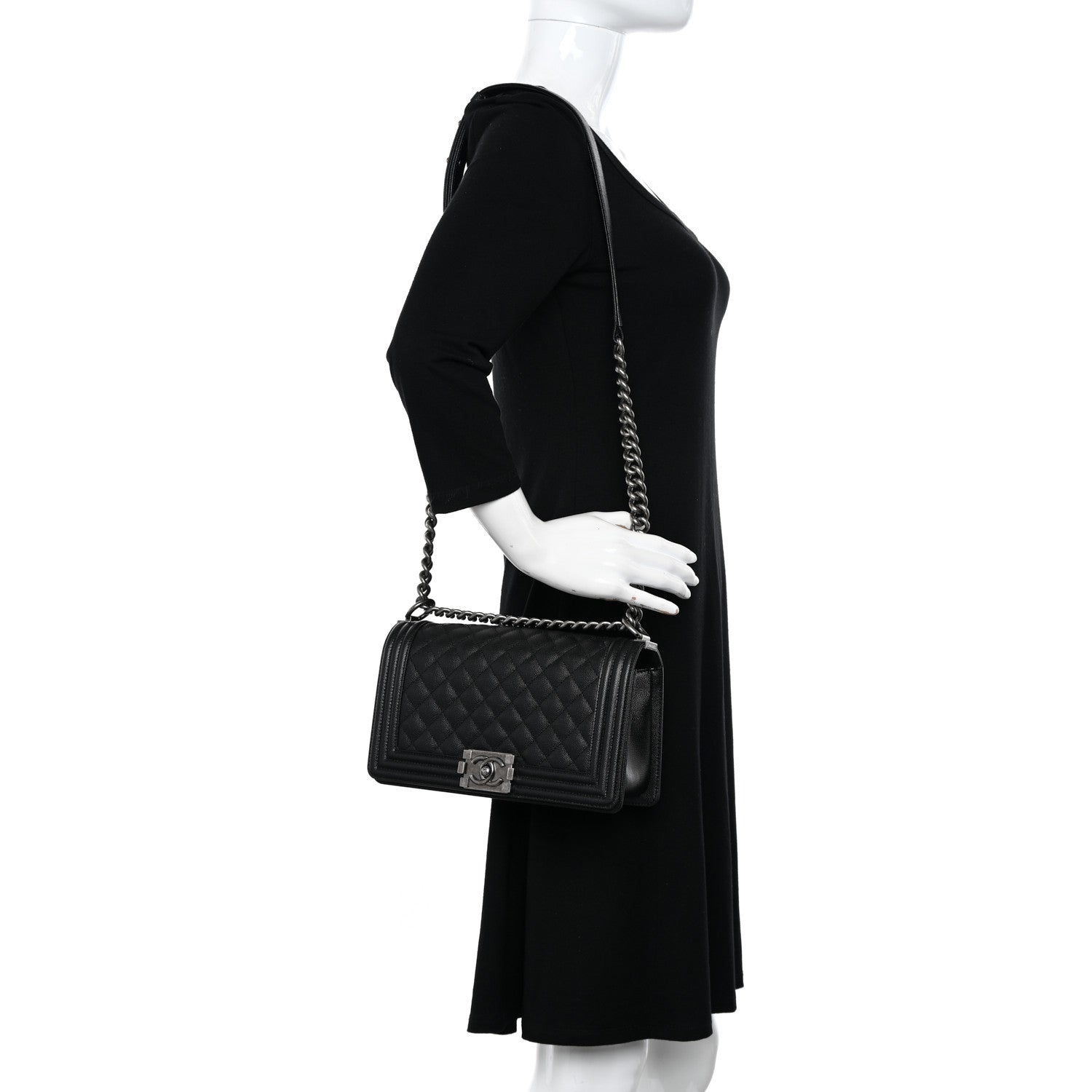 Chanel Caviar Quilted Medium Boy Flap Black 2 of 10