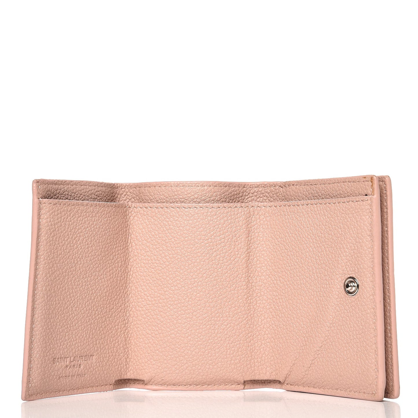 Grained Calfskin Paris Petite Compact Wallet Pale Pink