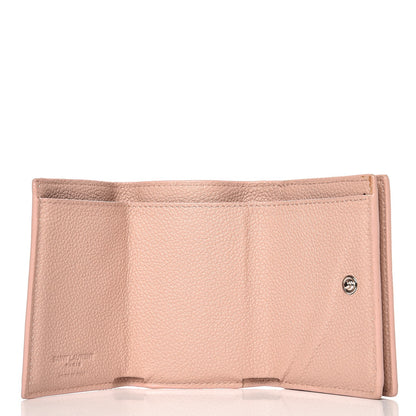 Saint Laurent Grained Calfskin Paris Petite Compact Wallet Pale Pink 5 of 8