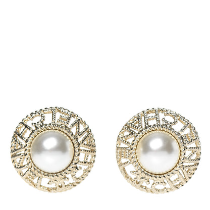 Chanel Pearl CC Round Rope Logo Earrings Gold 1 of 5