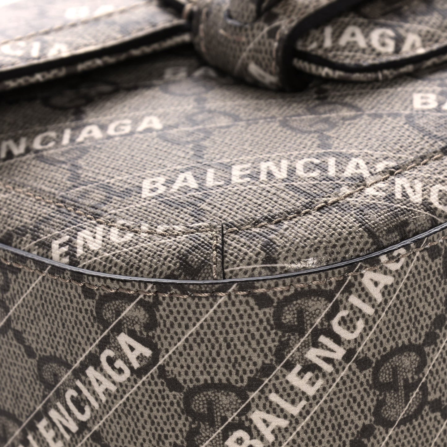X BALENCIAGA GG Supreme Monogram Web Logo Print Mini Horsebit 1955 Shoulder Bag Beige Ebony