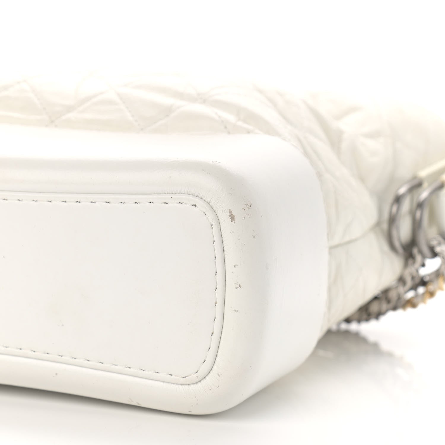 Chanel Aged Calfskin Quilted Large Gabrielle Hobo White 9 of 12
